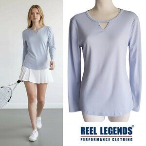 Reel Legends Gray Freeline Ventilated Fabric Athletic Long Sleeve Top Size S